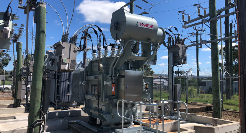 The power transformer in a substation